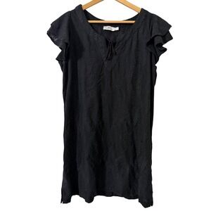 Vineyard Vines Sheer Black Embroidered Tropical Palm Swim Cover Up Womens XL